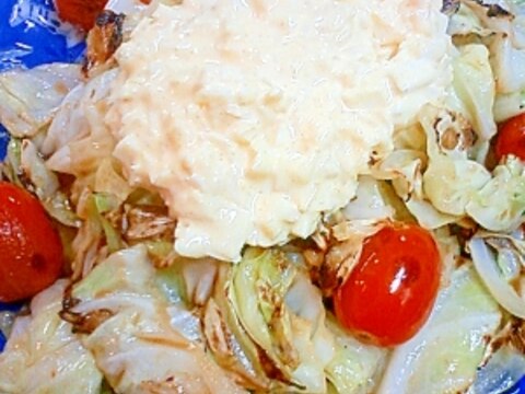 タルタルかけで濃厚!キャベツ炒め